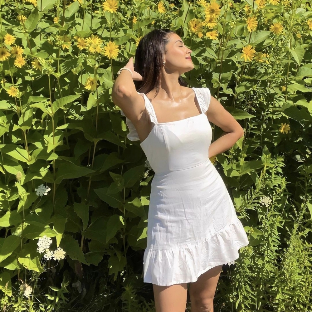 White Mini Ruffle Dress